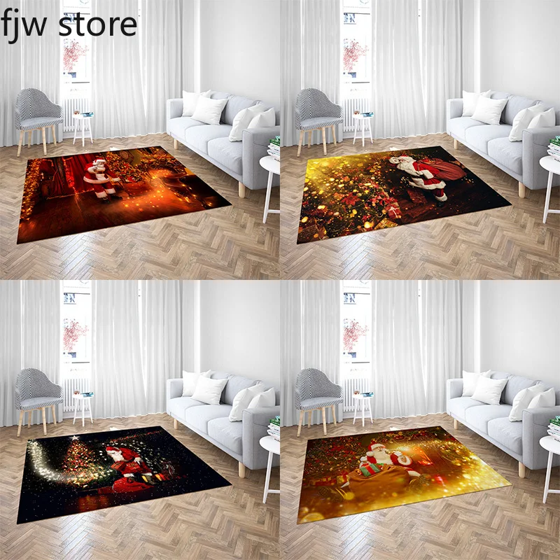 

Christmas New Year Home Decoration Carpet Santa Living Room Bedroom Anti-Slip Foot Mat Entrance Door