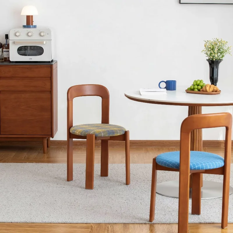Home Solid wood backrest Internet celebrity Memphis retro dining chair designer chair