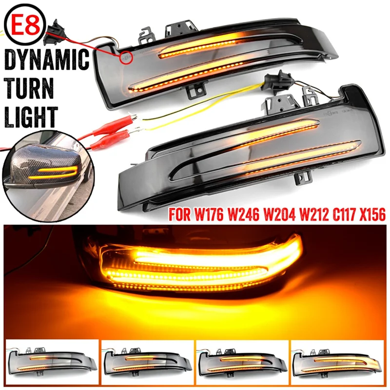 Dynamic LED Turn Signal Rearview Mirror Indicator Blinker Light for Mercedes Benz W204 W176 W212 CLA A B C E S GLA Cl