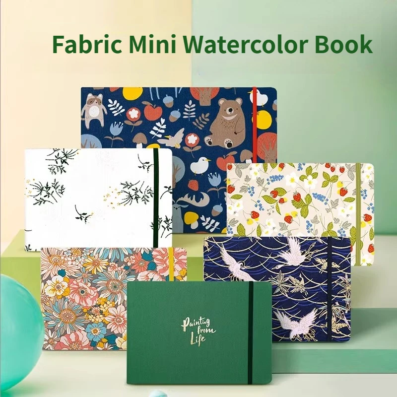 

Travel Fabric Mini Watercolor Book Professional Water Color Paper 300GSM Art Gouache Handbook Sketching Cartoon Drawing Supplies