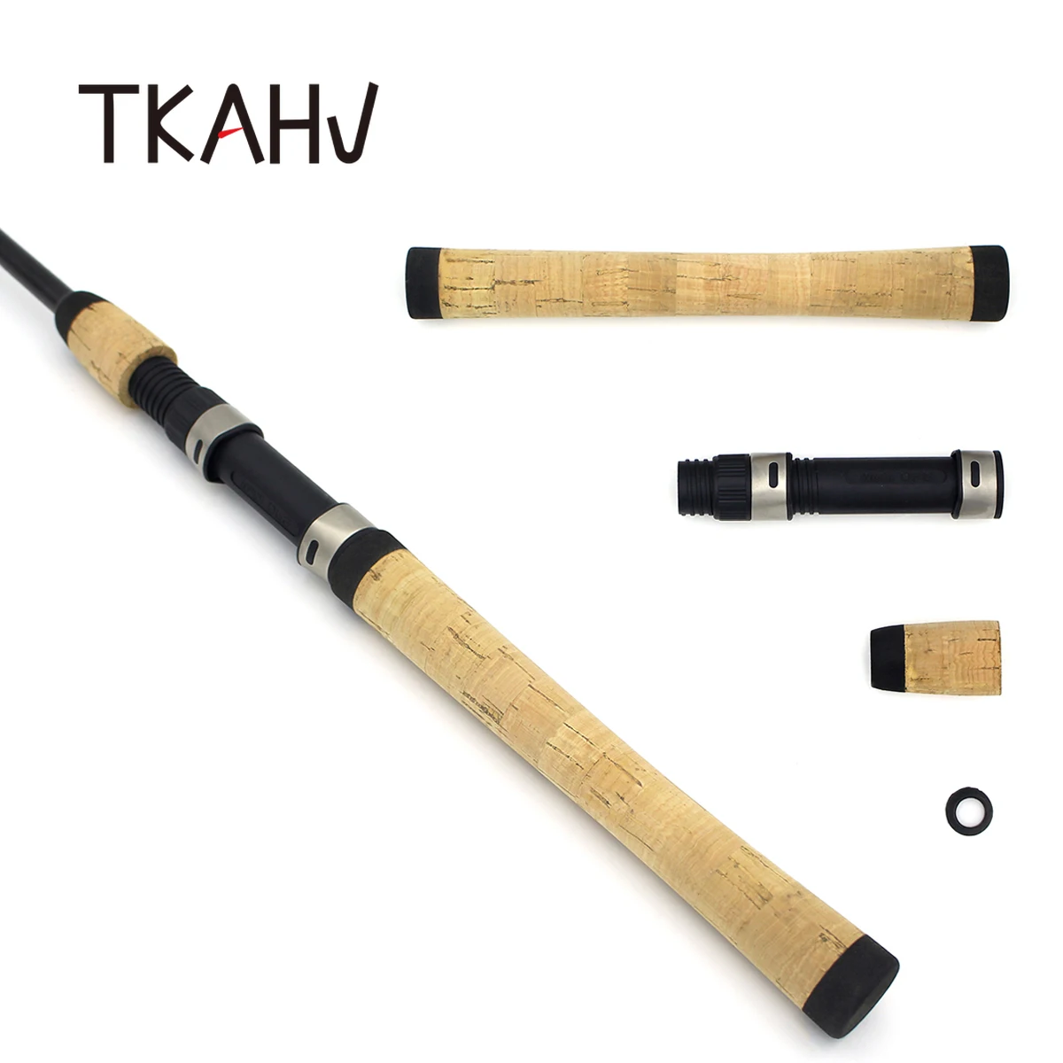 

TKAHV Composite Cork Spinning Fishing Rod Handle For Pole Building Grip With 16# DPS Type Reel Seat DIY Repair Replacement