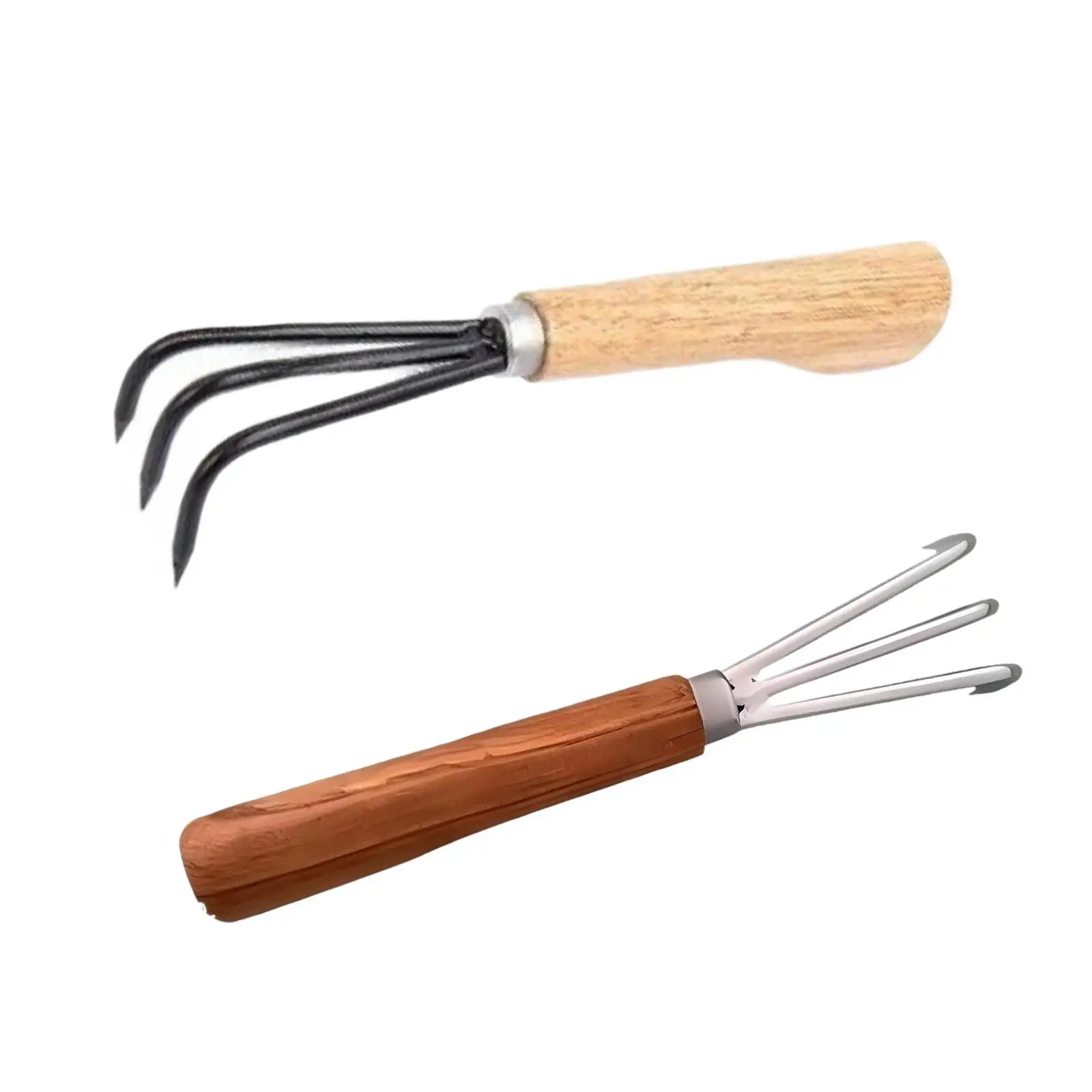 Hand Rake Wooden Handle Mini Multifunctional Garden Tool for Weeding Digging