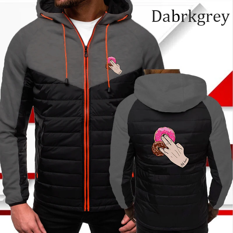 New fashionable men's autumn printed comfortable casual fashion patchwork jacket hooded top warm hooded sweatshirt