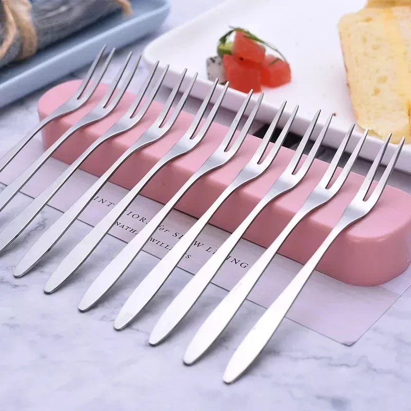 

5pcs/10pcs Stainless Steel Fruit Forks For Restaurant Cafeteria Home Party Dessert Fork Lovely Fruit Fork Tableware 13cm