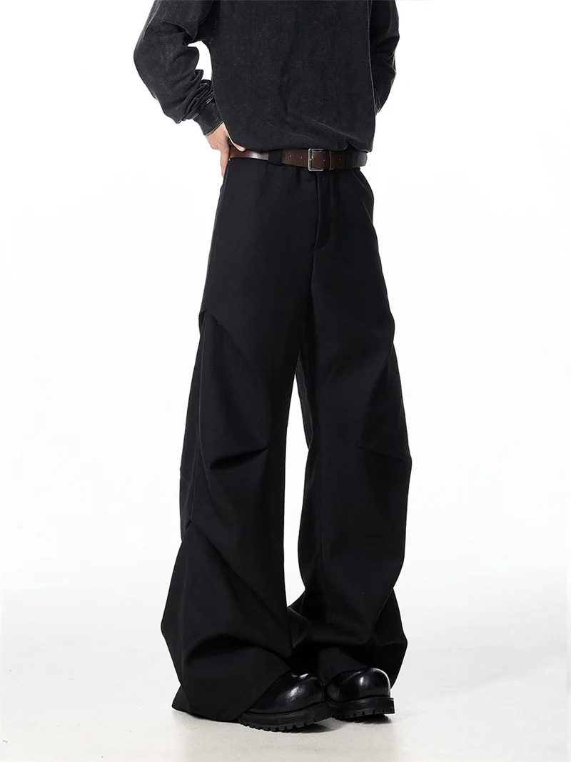 

Bla Retro Sakamoto Men's Autumn Winter High Street Pleated Wide Leg American Trendy Straight Leg Suit Pants Cool Sle