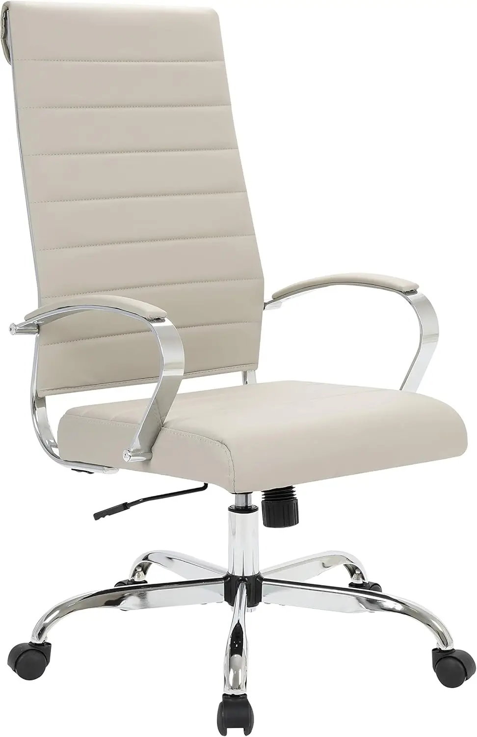 

Modern High-Back Office Chair, 360-degree Adjustable Swivel Task Furniture in Leather Upholstery with Ribbed Backrest