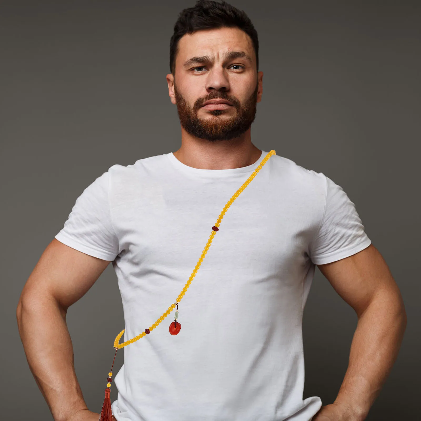 

Elegant Long Necklace Chinese Vintage Tassel Pendant Beaded Chain for Women Traditional Outfit Fashion Jewelry Accessory