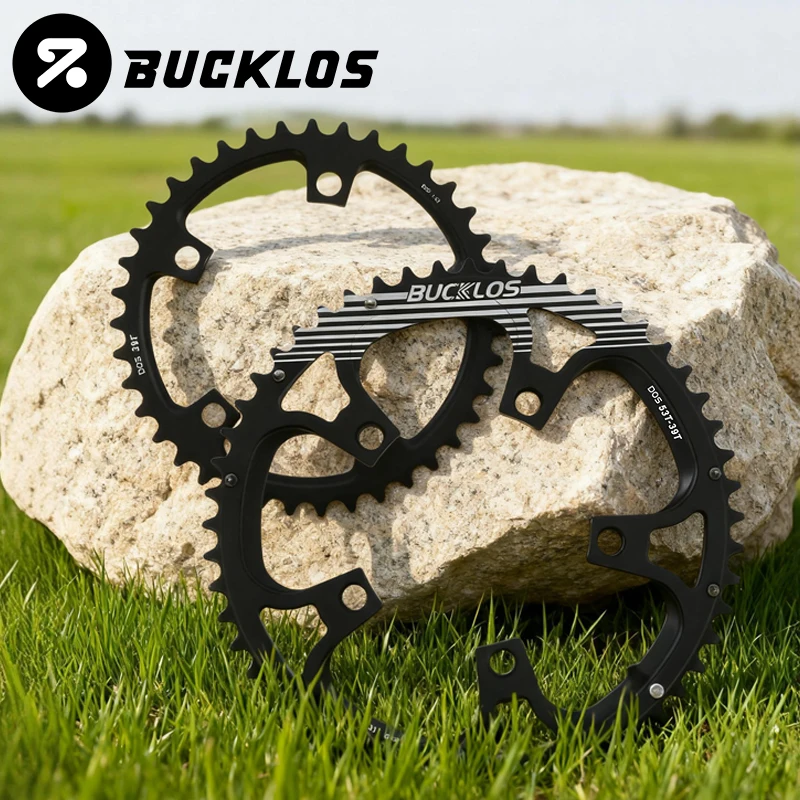 BUCKLOS 110BCD Gravel-Road-Bike Kettenblatt 50-34T 52-36T 53-39T Rundes Fahrradkettenblatt 8/9/10/11-fach Doppelkettenblatt-Set Fahrradteil