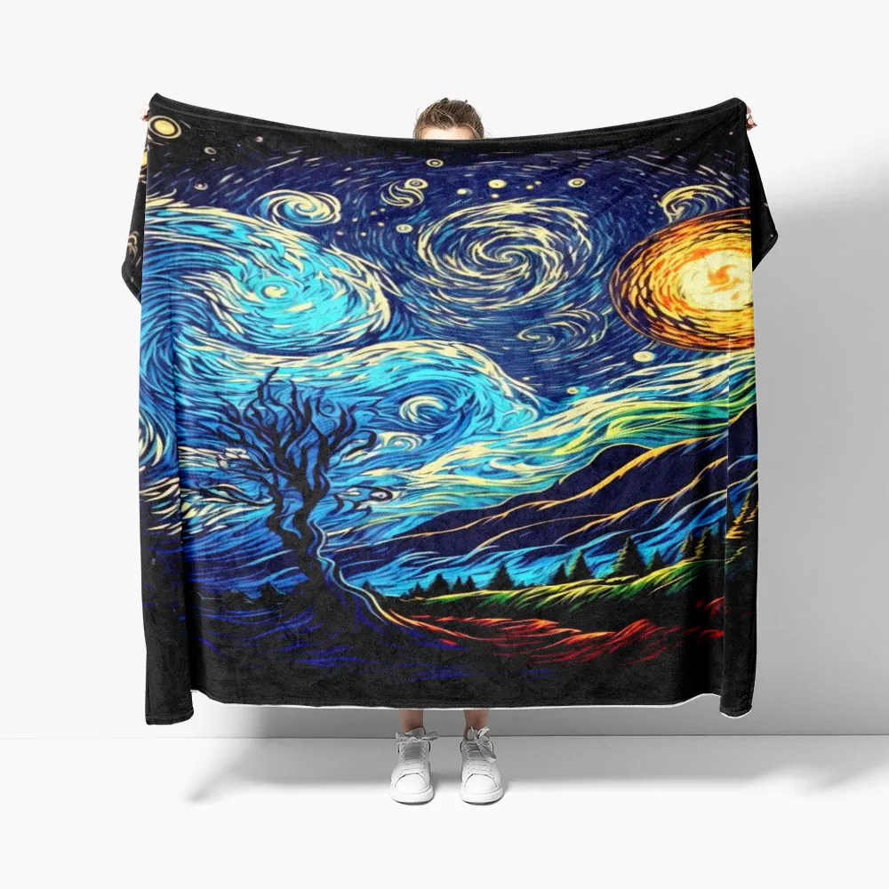 Van Gogh Garden Fleece Blanket Thick Winter Blanket Travel Blanket Children Coupon Blanket