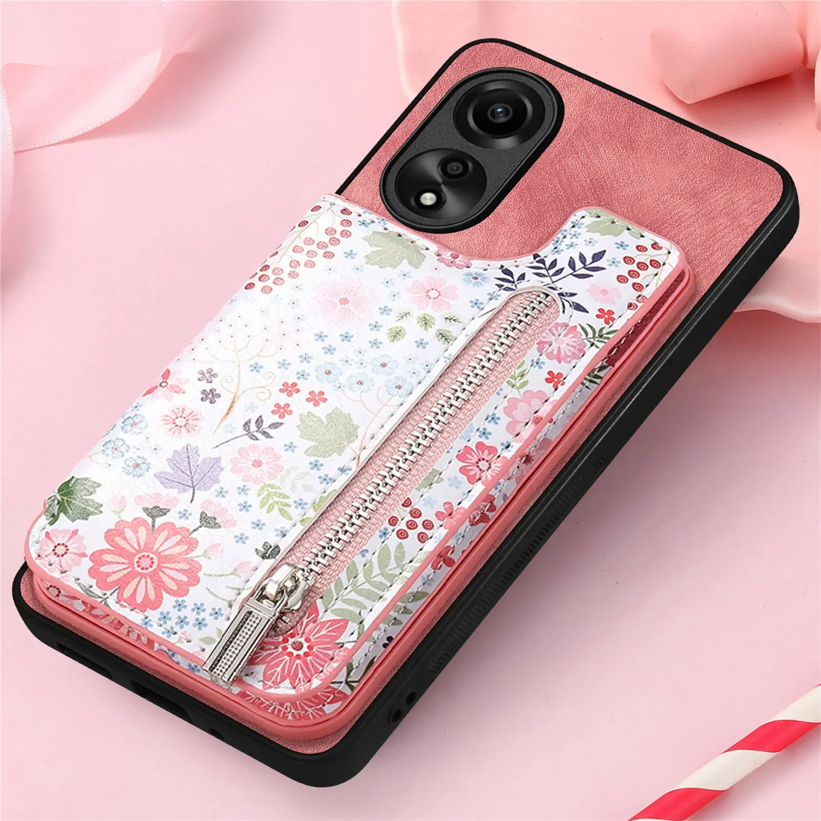 Carte con cerniera Solt Pocket Wallet custodia in pelle per OPPO A78 A58 A93 A54 A57 A74 A72 A97 A53 A33 Realme C55 10 Pro Plus X5pro Cover