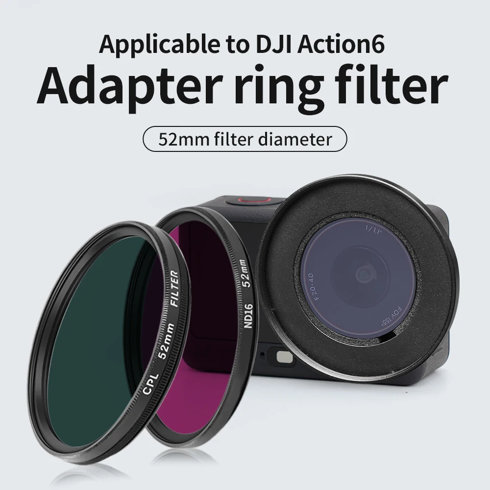 

52mm ND & CPL Filters Set For DJI Osmo Action6 Neutral Density Camera Lens ND Filter And Filter Adapter Ring