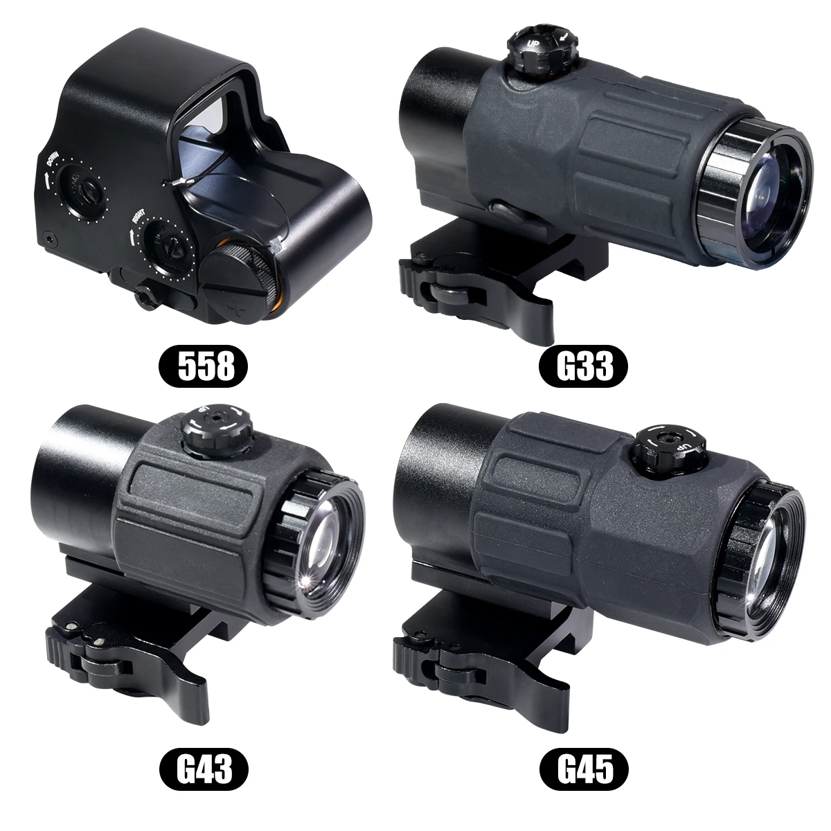 558 Red Dot Hologram Sight G43 G45 Magnifier Tactical Combo with Side Quick Detachable Mount for Hunting Accessories - view 6