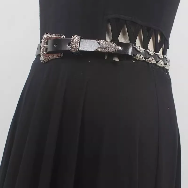 ผู้หญิงรันเวย์แฟชั่น Vintage ของแท้หนัง Cummerbunds หญิงชุดรัดตัวเข็มขัดตกแต่งเข็มขัดกว้าง R196