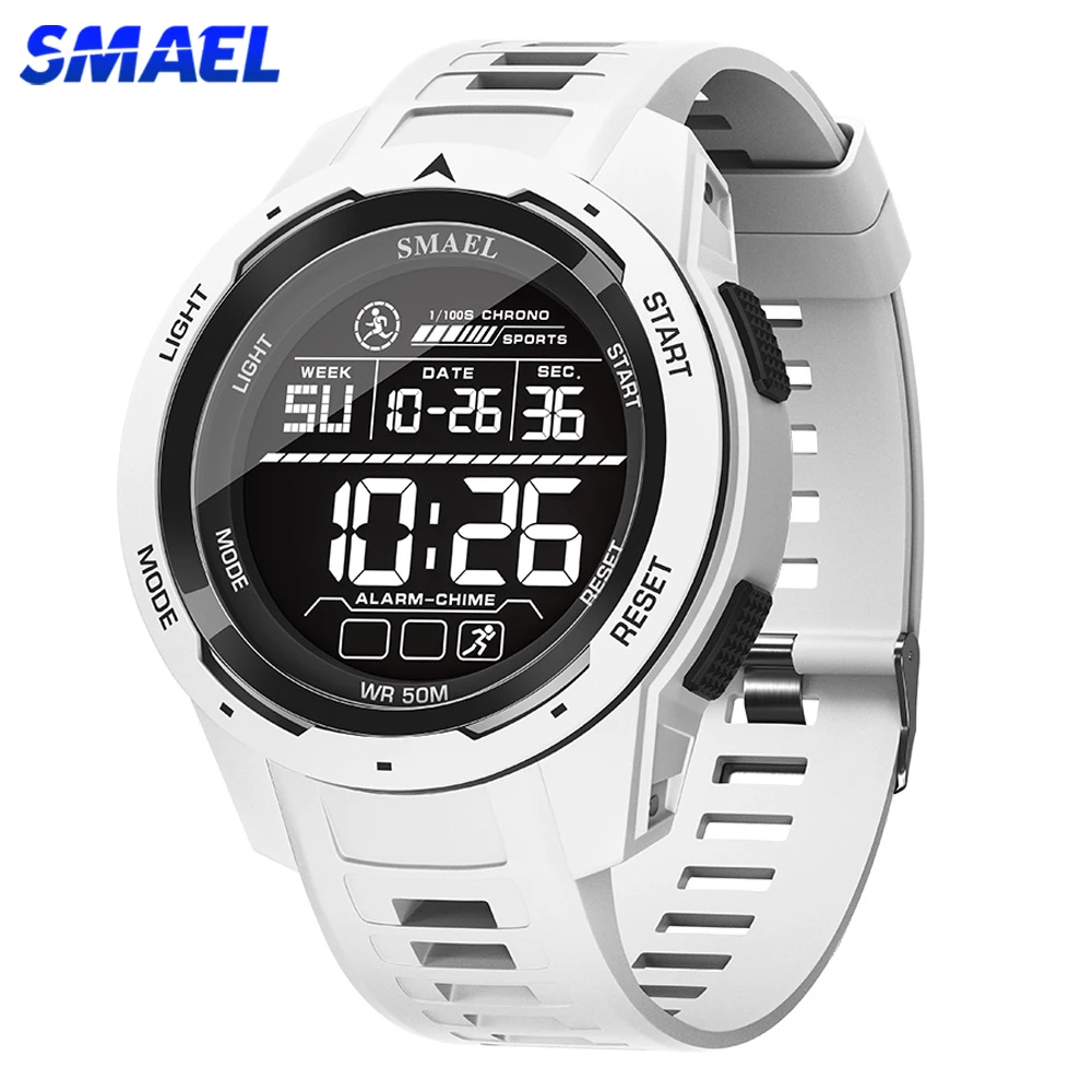 SMAEL Men Digital Watch Waterproof Stopwatch Hourly Alarm Clock Silicon Tape Military Sport Junior Student Electronic Wristwatch