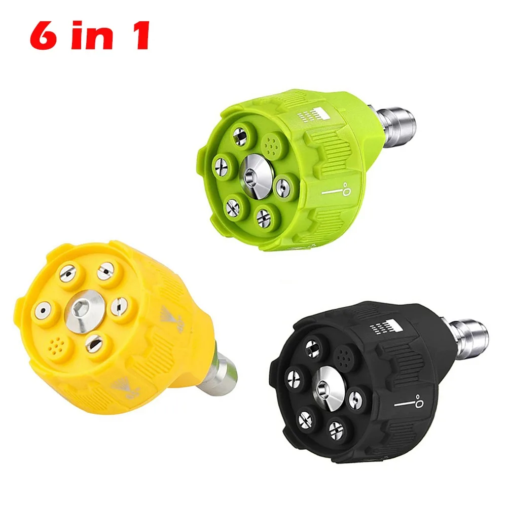 New 6in1 Pressure Washer Nozzle 1/4Inch Quick Connect Washer Nozzle Pressure Jet Multifunctional Change-Over Nozzle