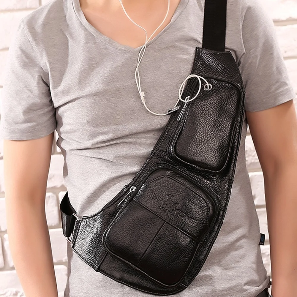 Imagem -02 - Bolsa de Ombro de Couro Genuíno para Homens Corpo Cruzado Designer de Equitação Bolsas de Peito Natural Masculino Mochila de Viagem