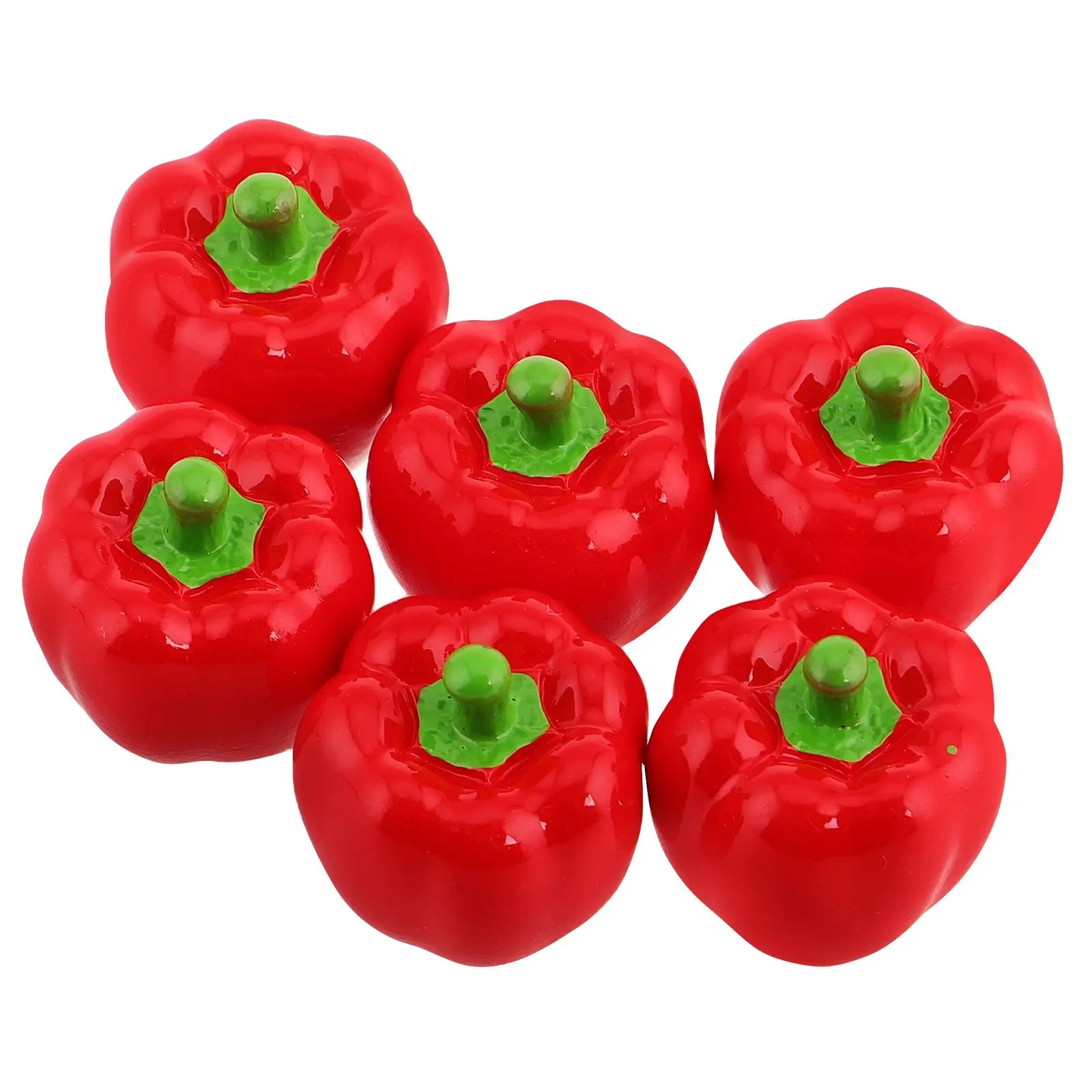 6 Pcs Simulated Chili Pepper Ornament Red Resin Mini Figurines Home Office Decor Party Cake Accessories Tiny Vegetable Shelf