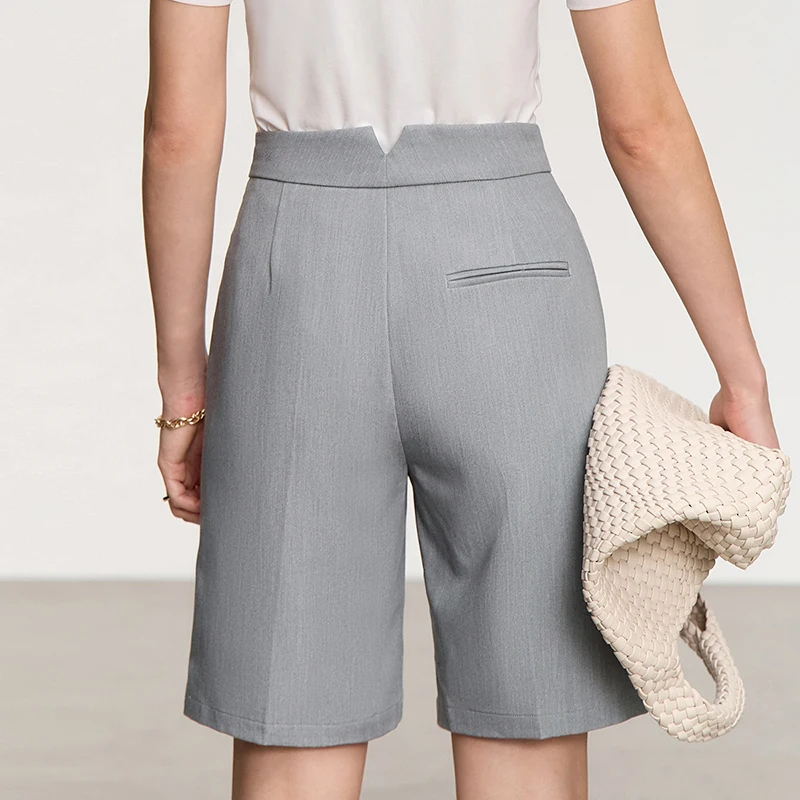 Amii Women's Shorts 2026 Summer New Office Casual Mid-Length Straight Leg Pants Versatile Knee Length Shorts for Women 12622021s