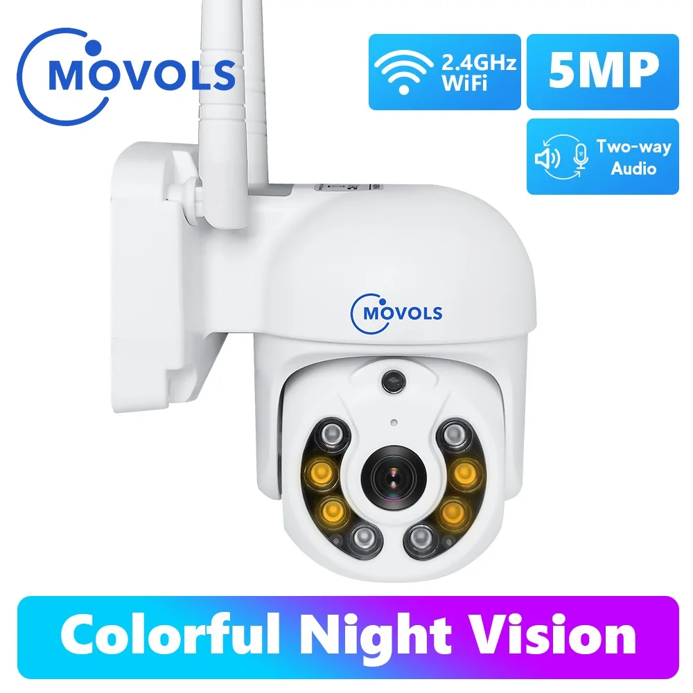 MOVOLS 5MP IP WIFI CCTV Security Camera Smart Tracking Wireless Two Way Audio PTZ Outdoor Waterproof Video Surveillance Camera