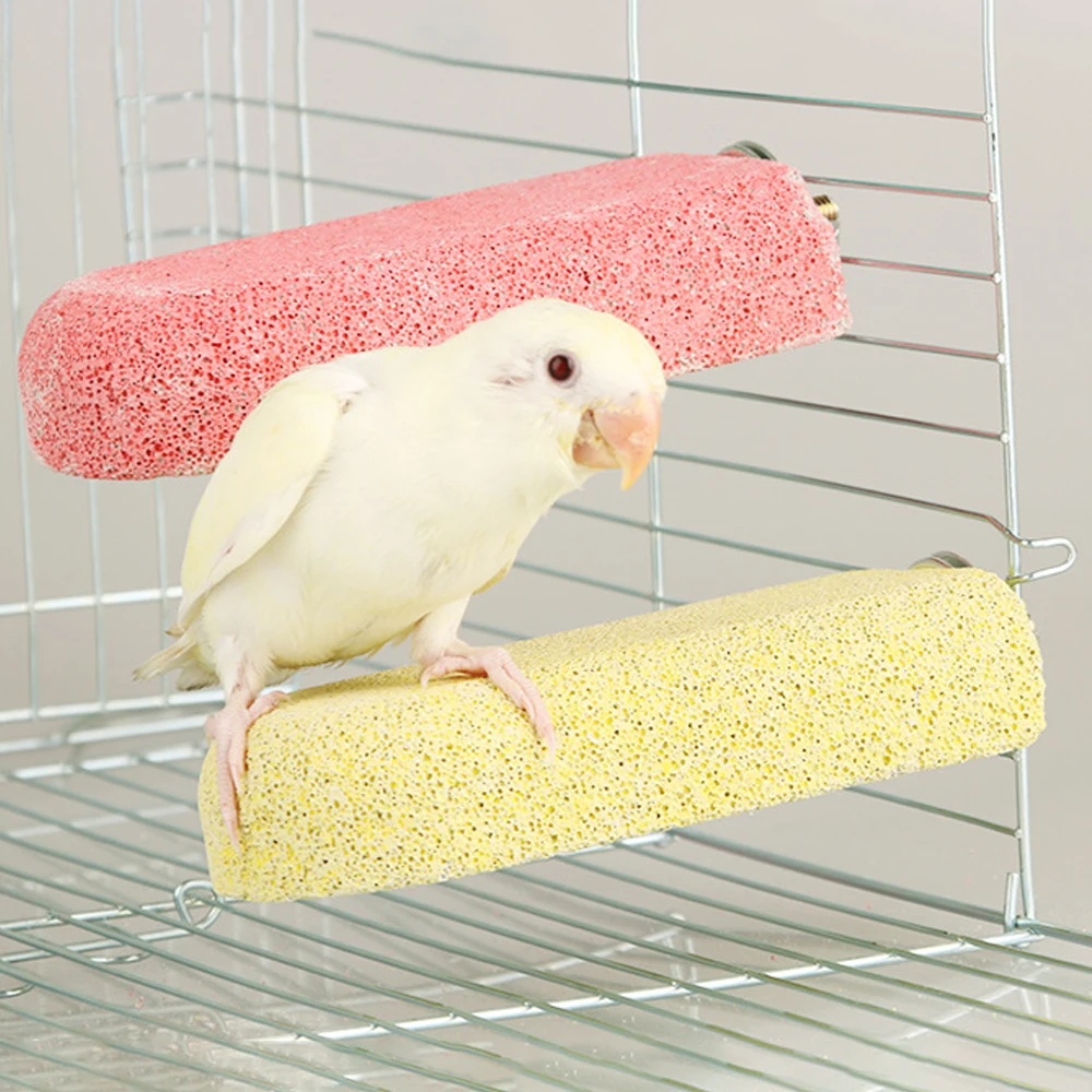 1pc Bird Stand Toy for Parrot Squirrel Hamster Calcium Milk Molar Platform Board Parrot Jumping Platform Grinding Stone Chew Toy