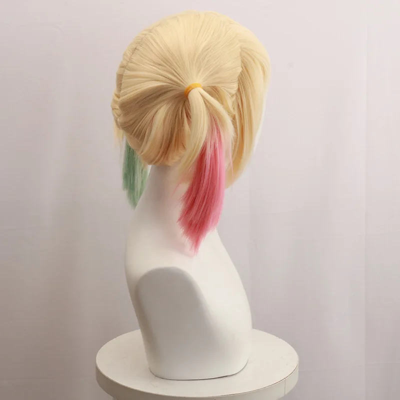 Peruca cosplay de rabo de cavalo curto tingível do Esquadrão Suicida Raptor de Harley Quinn