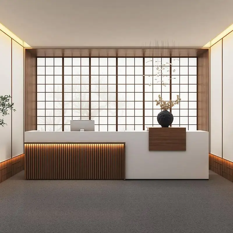 

Стойки регистрации в китайском стиле, простые ретро-стойки регистрации из цельного дерева, салон красоты, офисная мебель, стойка регистрации и стол YSJDT