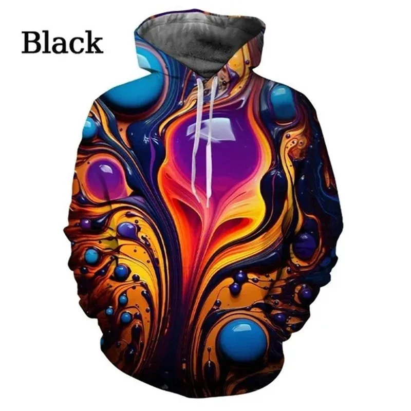 

Colorful Splashing Ink Graphics Hoodie Fashion Trend 3D Colored Fume Printed Pullovers Casual Streetwear Hip Hop Loose Tops