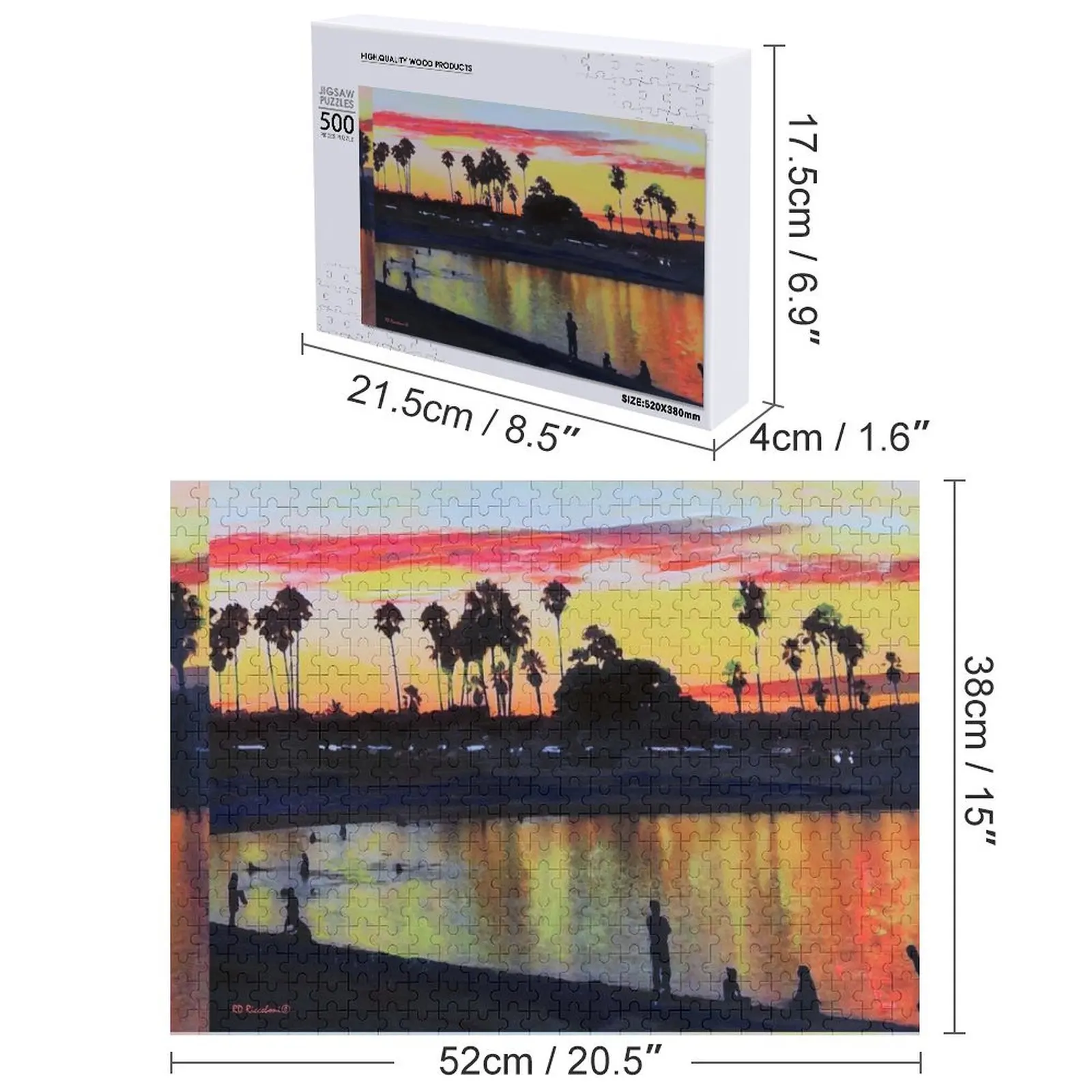 Tramonto tropicale sulla laguna - San Diego California Jigsaw Puzzle Iq Puzzle con foto con nome in legno