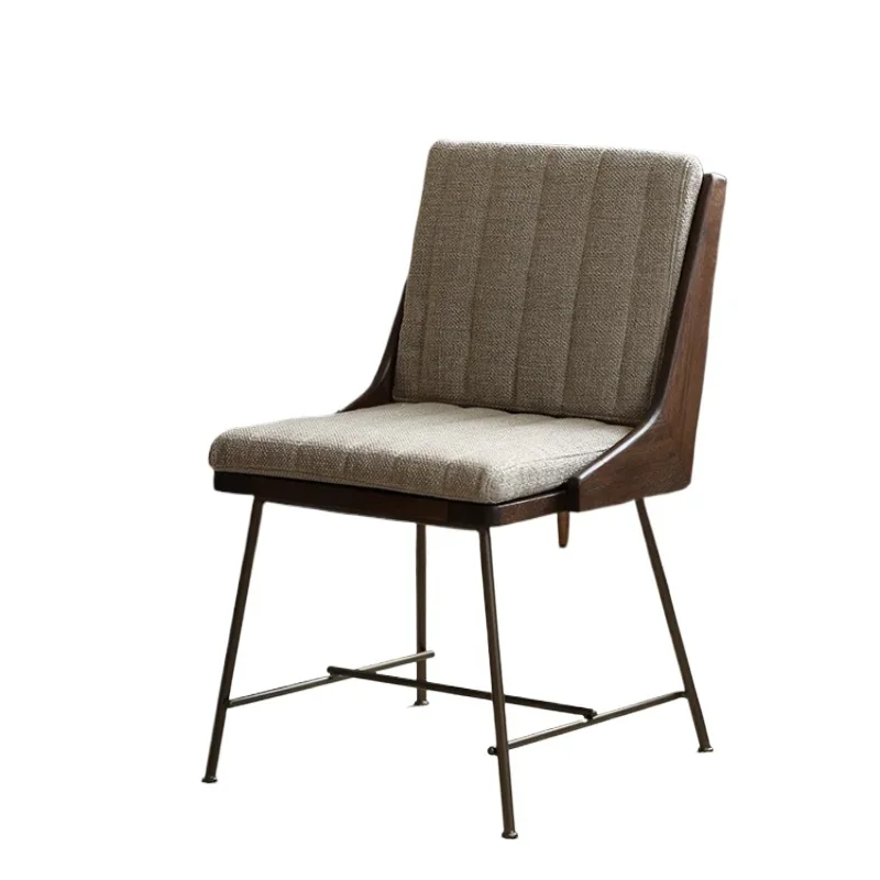 

Nordic retro North American imported oak with cotton and linen soft bag removable and washable bronze dining chair
