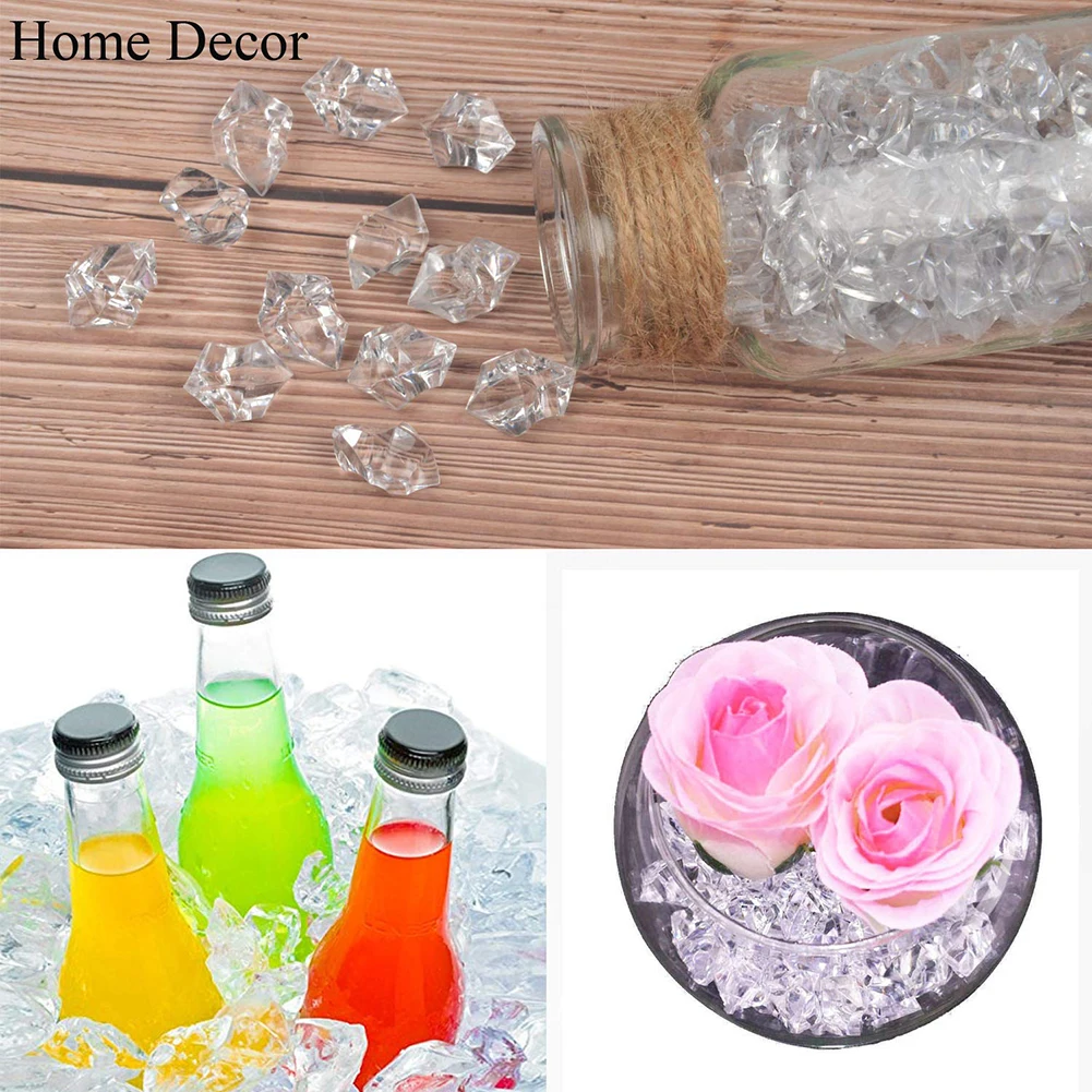 100pcs Clear Fake Crushed Ice Rocks Ice Cubes Acrylic Vase Fillers for Party Wedding Decorations Vase Decorated With Ice Cubes