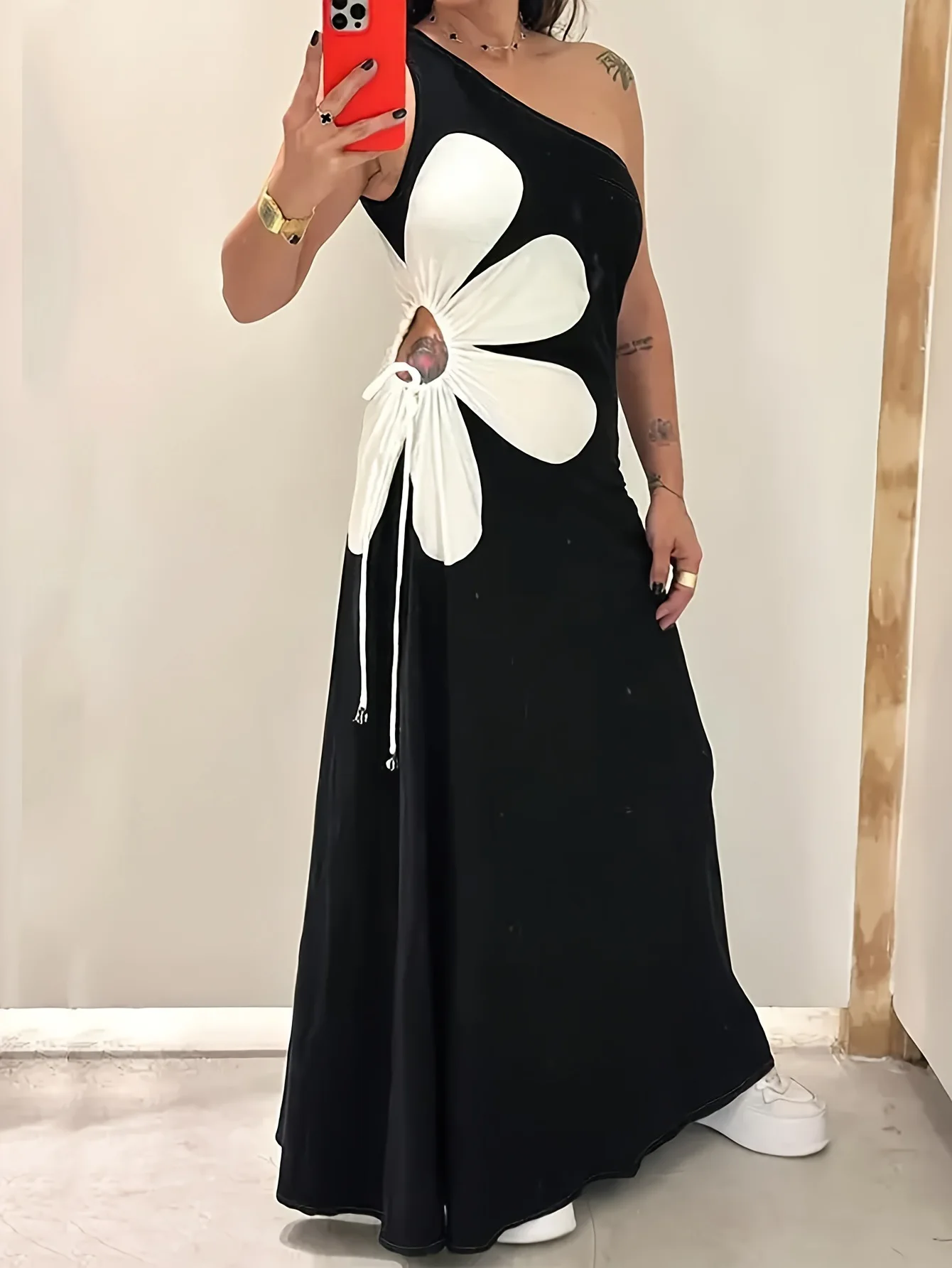2025 Summer Fashion Women Flower Dresses Printed Waist Hollow Out Long Dress Female Sleeveless Back Zipper Vest Vacation Vestido