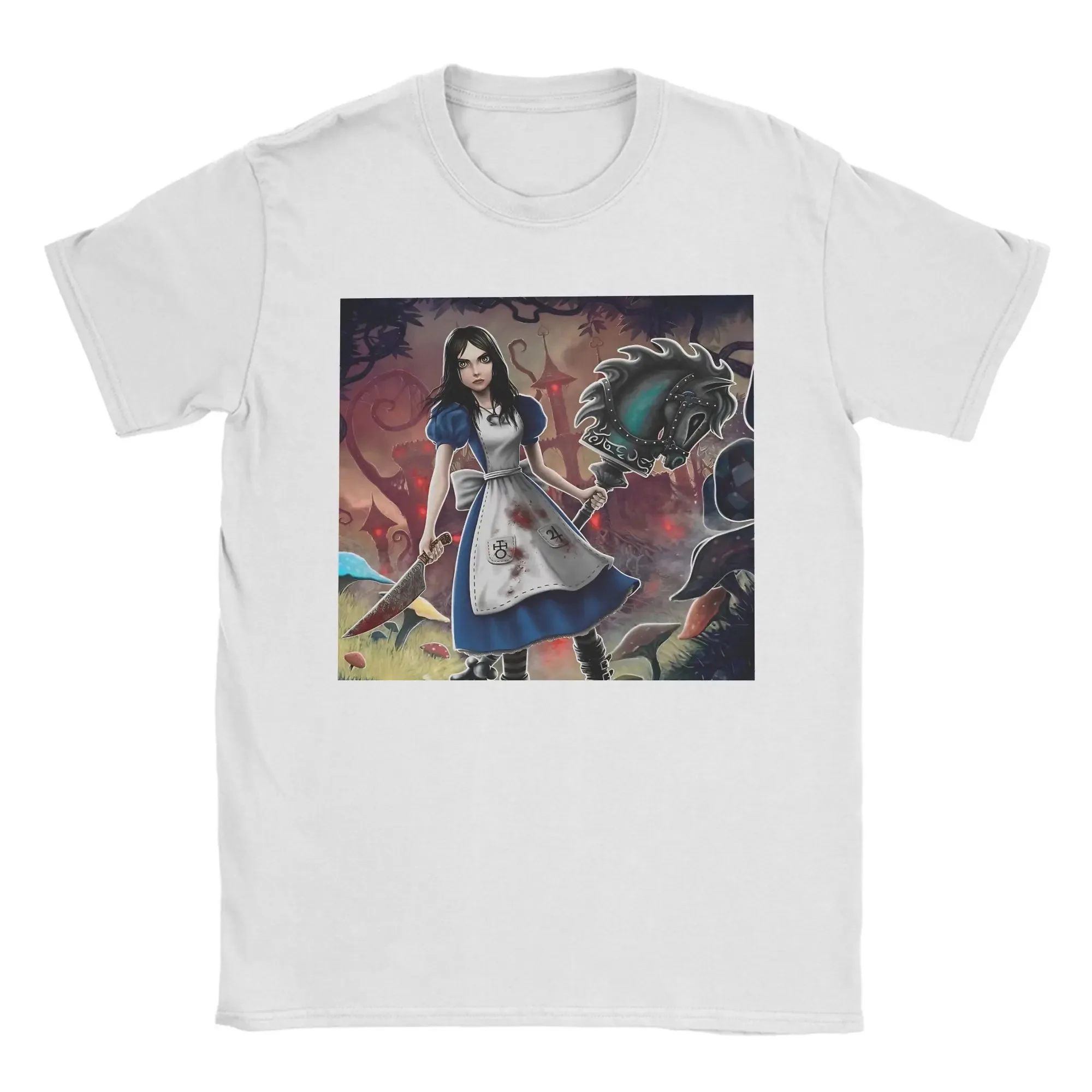 Classic Horror Game Alice Madness Returns Graphic Print T-Shirt Women Men Harajuku Fashion Oversized Cotton Solf Summer New Tee
