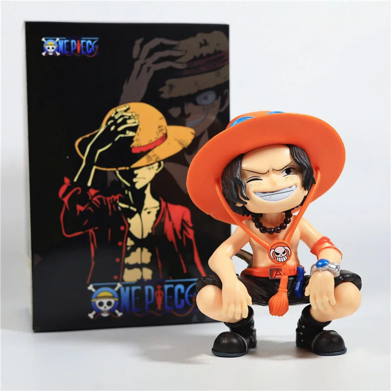 Anime One Piece Action Figure Sitting Cute Version Series Guffaw Ace And Yamato Gk Doll Model Car Ornaments Collect Kid Toy Gift