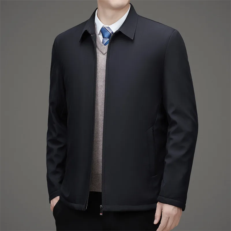 

Мужская стеганая куртка с хлопковой подкладкой, классическое зимнее пальто с воротником-стойкой, однотонная деловая повседневная верхняя одежда для среднего возраста