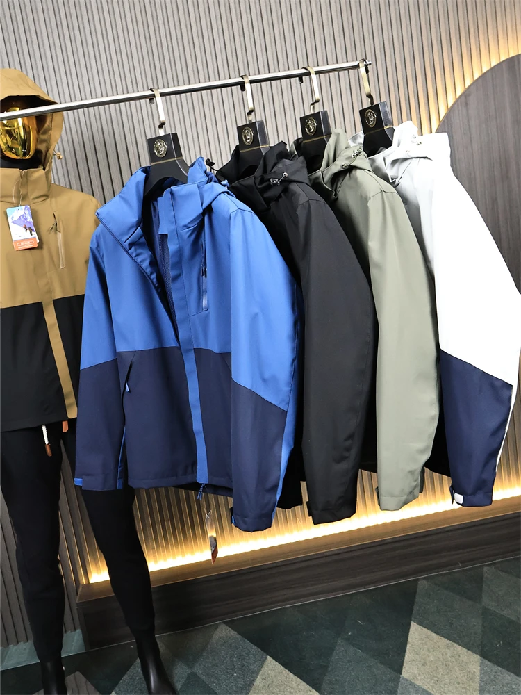 

Мужское пальто Jaet Profional Brilayer со съемным капюшоном, ветрозащитное водонепроницаемое весеннее модное пальто-карго ex Long Sve...