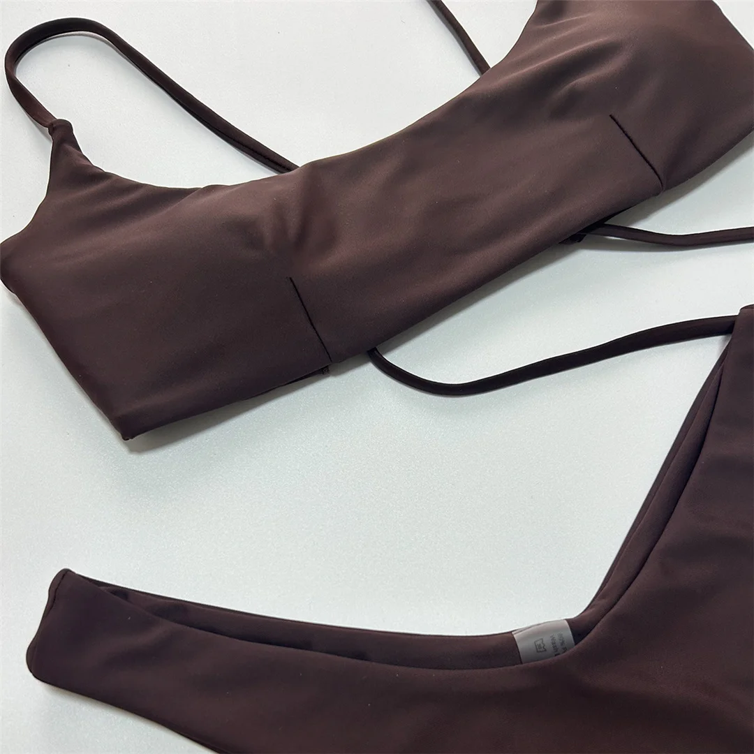 Bikini mit Schnürung, brasilianischer Schnitt, hoher Beinausschnitt, zweiteiliger Badeanzug für Damen, gepolsterter Badeanzug, Badebekleidung, Modell V6654. – Detail 13