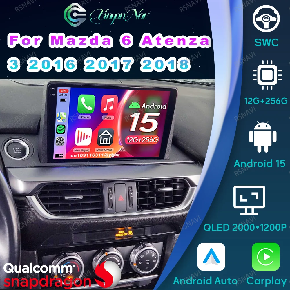 راديو السيارة أندرويد 15 لمازدا 6 Atenza 3 2016 -2018 مكيف الهواء IPS Dacia Duster Tesla Model Y Accessories 2025 وحدة الرأس #1