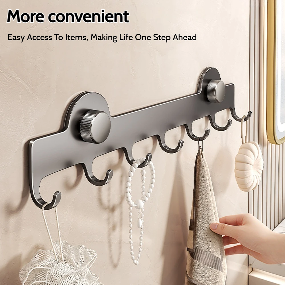 Grey Modern Suction Cup Bathroom Towel Holder Storage Wall Mounted Hook Kitchen Storage Row Hook Holder Clothes Hanger Coat Hook