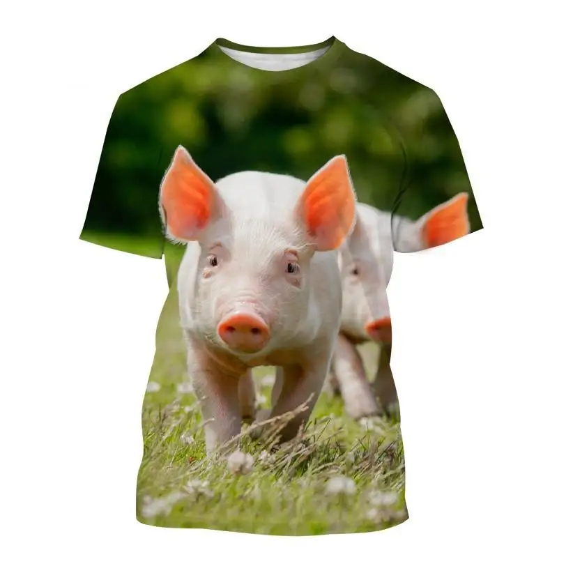 New Casual Fun Cute Animal Pig Pattern 3d Printing T-shirt Summer Unisex Children\'s Short-sleeved Sports Breathable Quick-drying