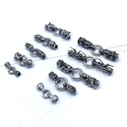 4/5mm Stainless Steel Leopard Animal Head Connectors For Round Cord Leather Bead Bracelet Jewelry Making DIY Bangle Metal Clasps