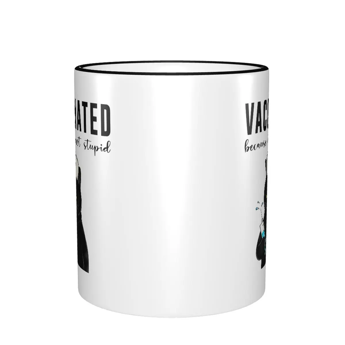 High Quality NURSE BLACK CAT VACCINATED BECAUSE I'M NOT STUPID Merch Mugs Funny Funny Cat Meme Tea Cup