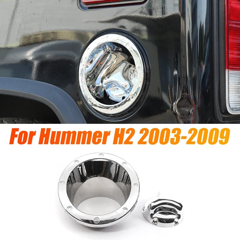 For Hummer H2 2003-2009 Car Fuel Door Bezel Gas Tank Cover Moulding Trim Chrome Cap Hatch Oil Filler Decorative Replacement