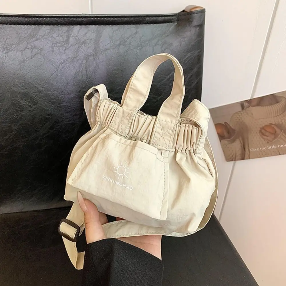 

Cute Korean Style Nylon Shoulder Bag Small Lightweight Canvas Messenger Bag Bucket Bag Waterproof Dumpling Bag Girls