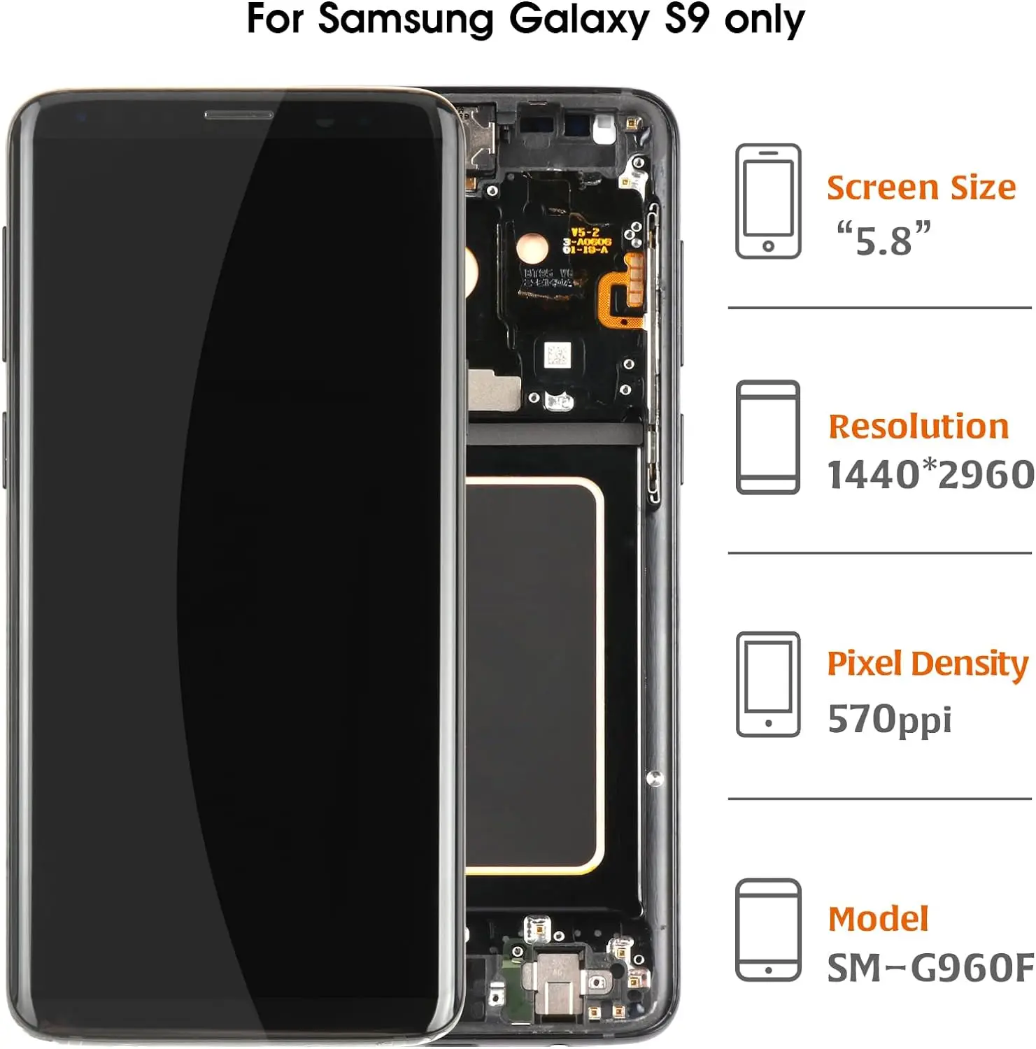 Tested Display For Samsung Galaxy S9 LCD With Digitizer Touch Screen Assembly SM-G960FD S9 G960 LCD With Frame Replacement