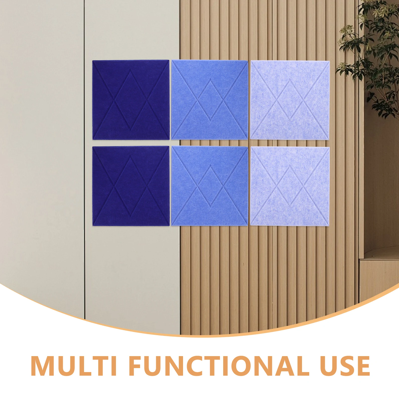 6Pcs Felt Wall Stickers V-Striped Design Multi-Functional Sound-Absorbing Bulletin Board for Kids Room Classroom Office