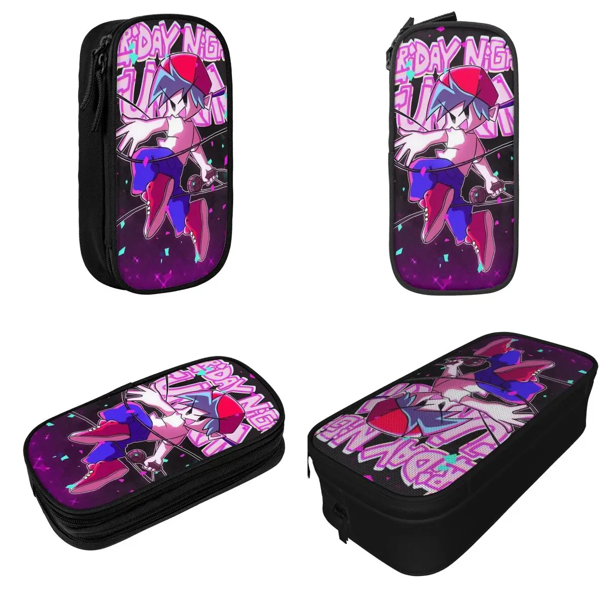 Large Pen Box Friday Night Funkin School Supplies Double Layer Pencil Case Stationery Girl Make Up Bag Birthday Gift