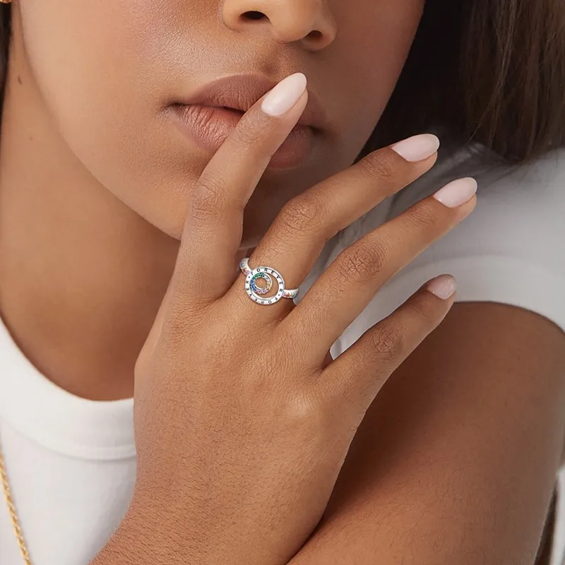 MISEFF 925 Sterling Silver Eternal double ring pavé zirconium Rings For Wedding Engagement Birthday Silver Jewelry Gifts view 5