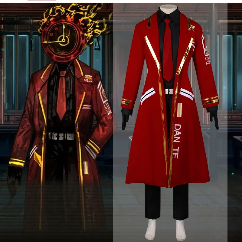 Game limbus company cosplay Dante costume red long coat Dan Te uniform suit men women Halloween party carnival wherein outfits