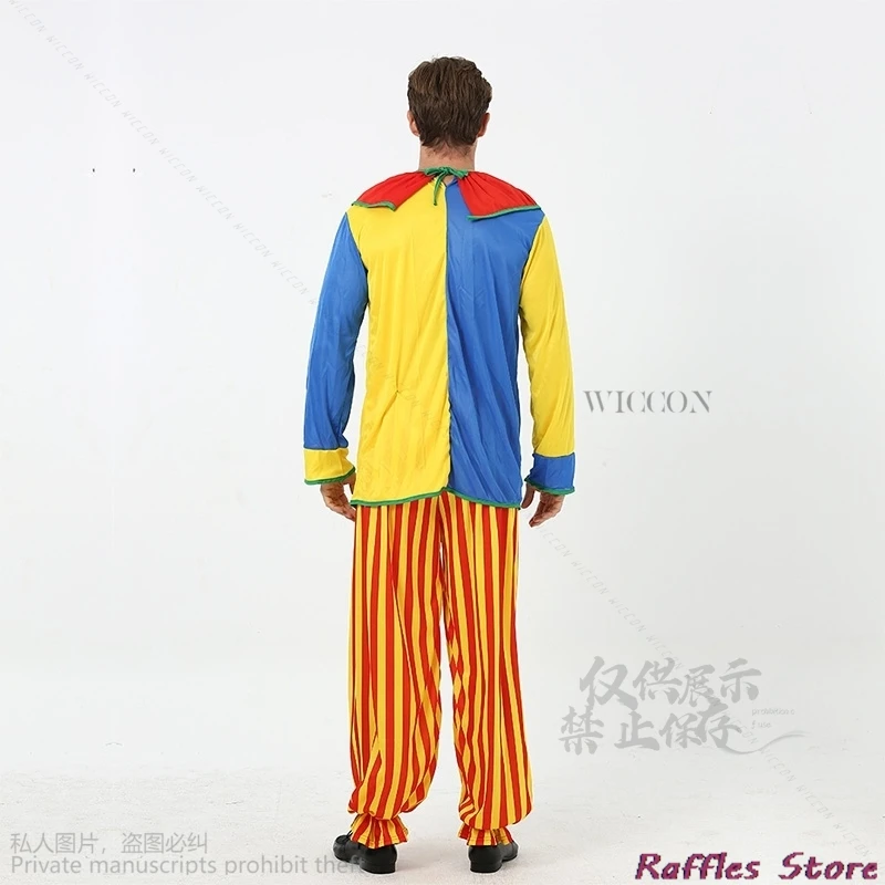 Adult Clown Cosplay Costumes Man Role-playing Costume Jumpsuits Stage Performance Suit Carnival Party Clothing Bag Clown Clothes