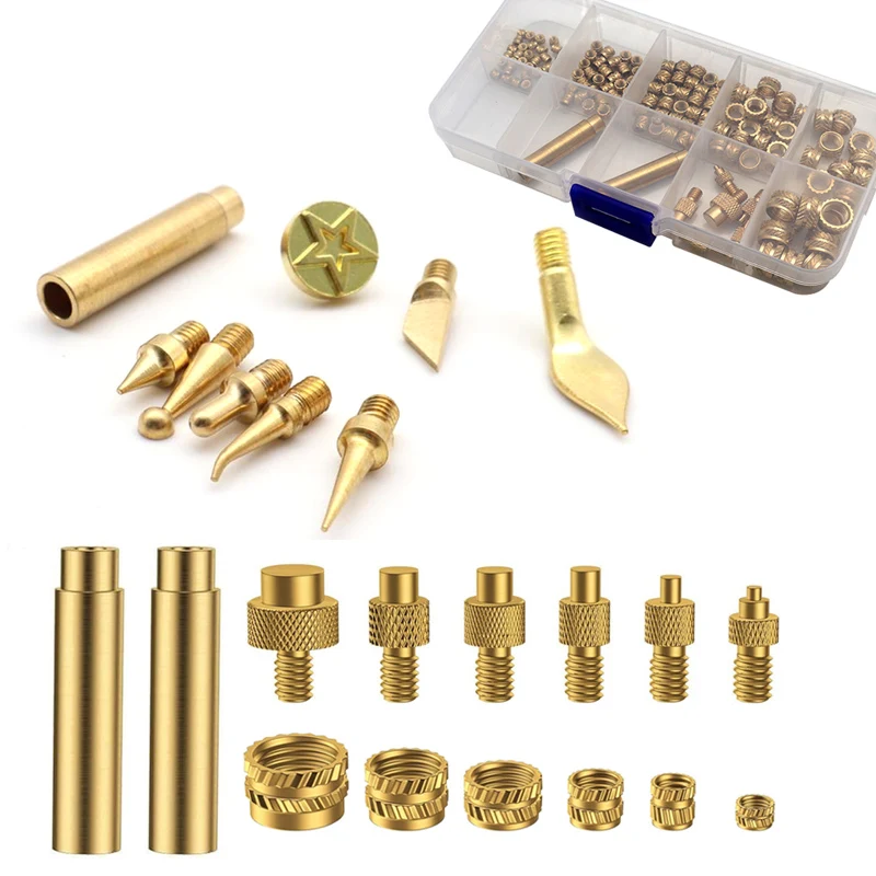 3D Printer Parts Hot Insert Melt Nut Tips M2-M8 Brass Implantation Heat Insertion Tool Kit for 936 FX888 900M Soldering Iron